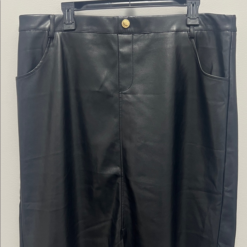 Marc Jacobs Black Faux Leather Skirt, Cut Outs at bottom Size Ex-Large